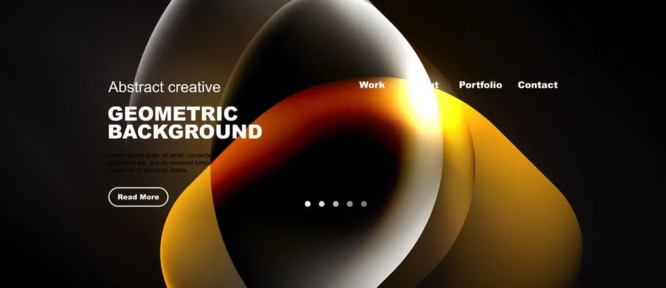 Abstract website header design. Fluid shapes, warm colors, text overlay, 스톡 일러스트