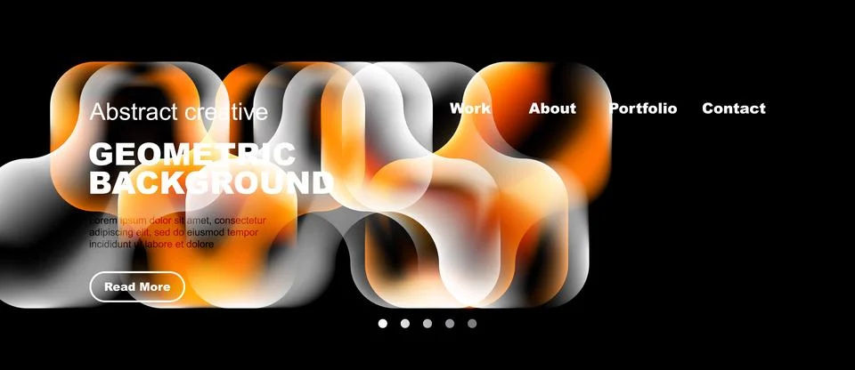 Abstract website header design. Fluid shapes, dark background, orange accents イラスト素材