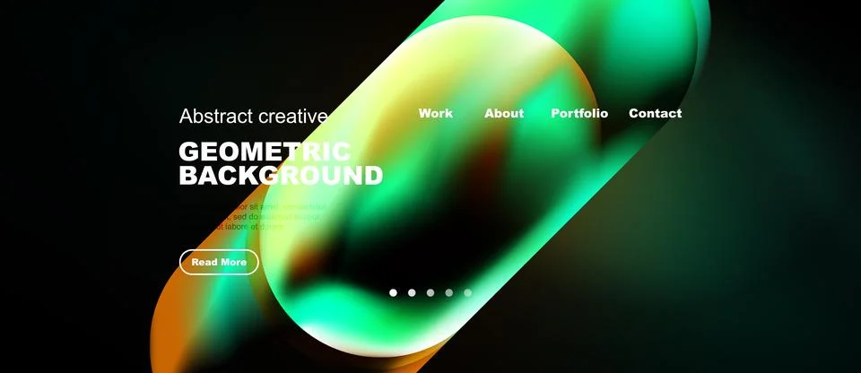 Abstract website header design. Fluid shapes, vibrant colors, text elements Stock Illustration