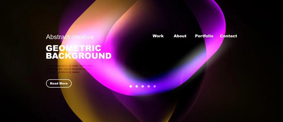 Abstract website header design. Fluid shapes, purple hues, minimal text ele.. 库存插图