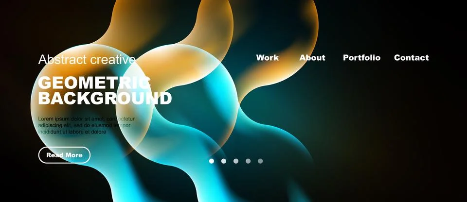 Abstract website header design. Fluid shapes, vibrant colors, text elements Stock Illustration