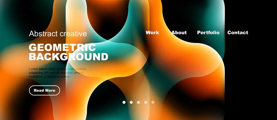 Abstract website header design. Fluid shapes, orange, teal colors dominate... Ilustração Stock