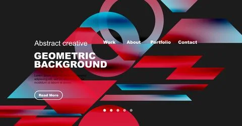Abstract website header design. Geometric shapes, vibrant colors, text elements 스톡 일러스트