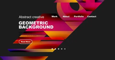Abstract website header design. Geometric shapes, vibrant colors, text elements Illustrazione stock
