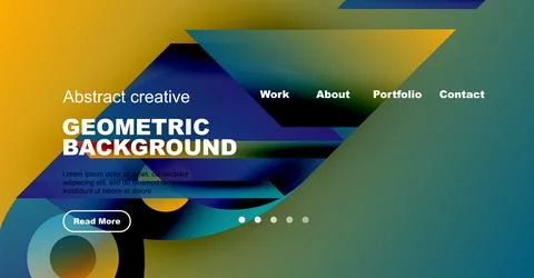 Abstract website header design. Geometric shapes, vibrant colors, text elements Stock Illustration