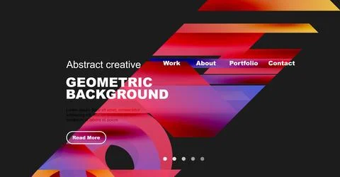 Abstract website header design. Geometric shapes, vibrant colors, text overlay, Stock Illustration