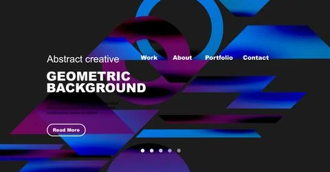 Abstract website header design. Geometric shapes, vibrant blue tones, dark イラスト素材