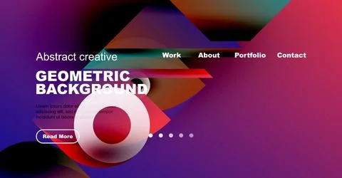 Abstract website header design. Geometric shapes, vibrant colors, text elements Stock Illustration