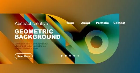 Abstract website header design. Geometric shapes, vibrant colors, text elements 스톡 일러스트