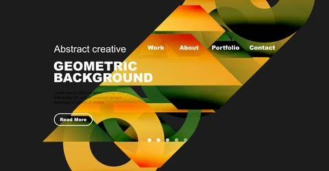 Abstract website header design. Geometric shapes, vibrant colors, text elements Illustrazione stock