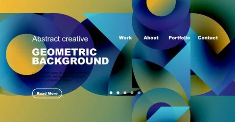 Abstract website header design. Geometric shapes, vibrant colors, text elements Illustrazione stock