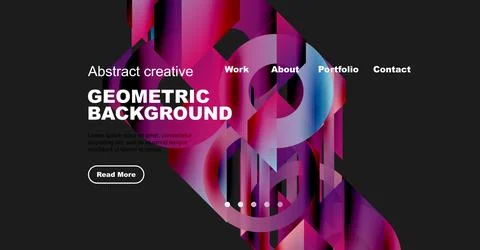 Abstract website header design. Geometric shapes, vibrant colors, text elements Illustrazione stock