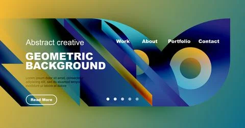 Abstract website header design. Geometric shapes, vibrant colors, text elements Stock Illustration