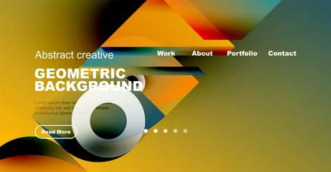 Abstract website header design. Geometric shapes, vibrant colors, text elements Illustrazione stock