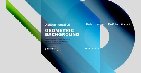 Abstract website header design. Geometric shapes, vibrant colors, text overlay, Stockillustratie