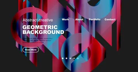 Abstract website header design. Geometric shapes, vibrant colors, text elements Illustrazione stock