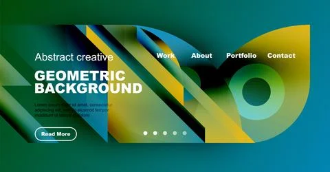 Abstract website header design. Geometric shapes, vibrant colors, text elements Illustrazione stock