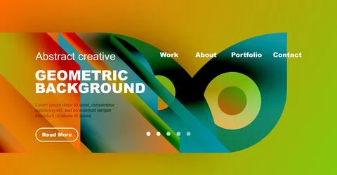 Abstract website header design. Geometric shapes, vibrant colors, text elements 스톡 일러스트