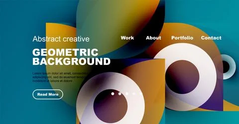 Abstract website header design. Geometric shapes, vibrant colors, text elements Illustrazione stock