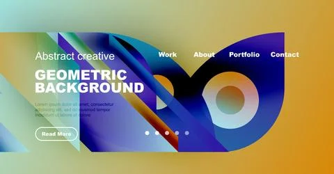 Abstract website header design. Geometric shapes, vibrant colors, text elements Illustrazione stock