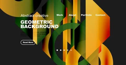 Abstract website header design. Geometric shapes, vibrant colors, text elements Illustrazione stock
