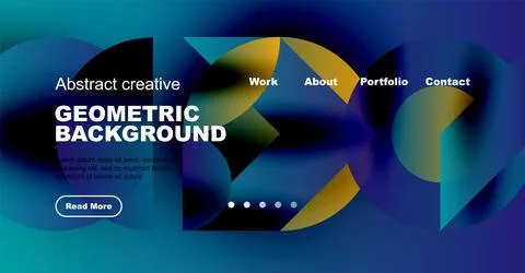 Abstract website header design. Geometric shapes, vibrant colors, text overlay, Stock Illustration