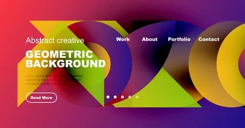 Abstract website header design. Geometric shapes, vibrant colors, text elements Stock Illustration