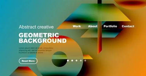 Abstract website header design. Geometric shapes, vibrant colors, text elements Illustrazione stock