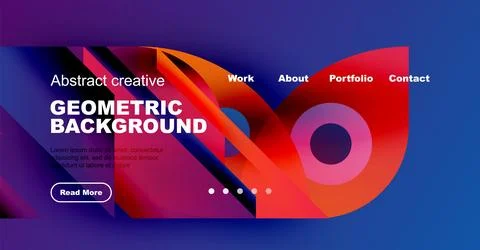 Abstract website header design. Geometric shapes, vibrant colors, text elements Illustrazione stock