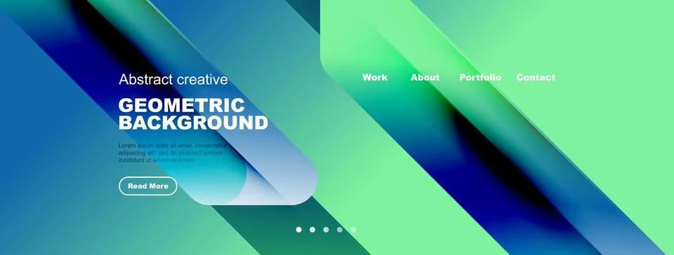 Abstract website header design. Geometric shapes, vibrant colors, text elemen Stock-Illustration