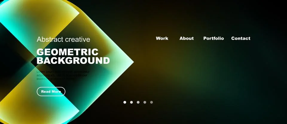 Abstract website header design. Geometric shapes, vibrant colors, text overla Stock Illustration