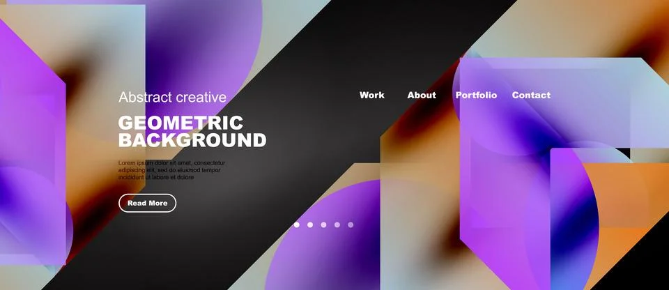 Abstract website header design. Geometric shapes, vibrant colors, text elemen Stock Illustration