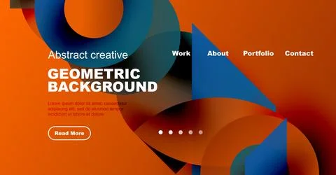 Abstract website header design. Orange, blue gradients dominate. Text details 스톡 일러스트