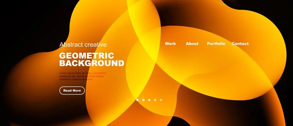 Abstract website header design. Orange gradients, flowing shapes, text elem.. 스톡 일러스트