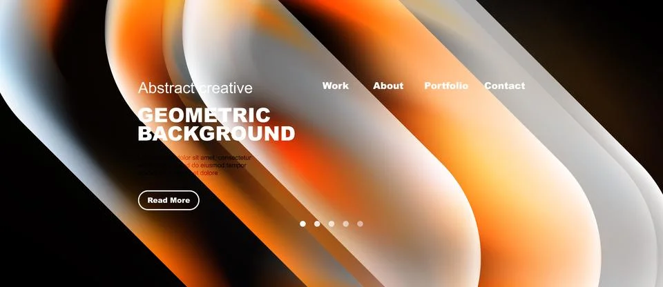 Abstract website header design. Orange, white layers create dynamic geometric Illustrazione stock