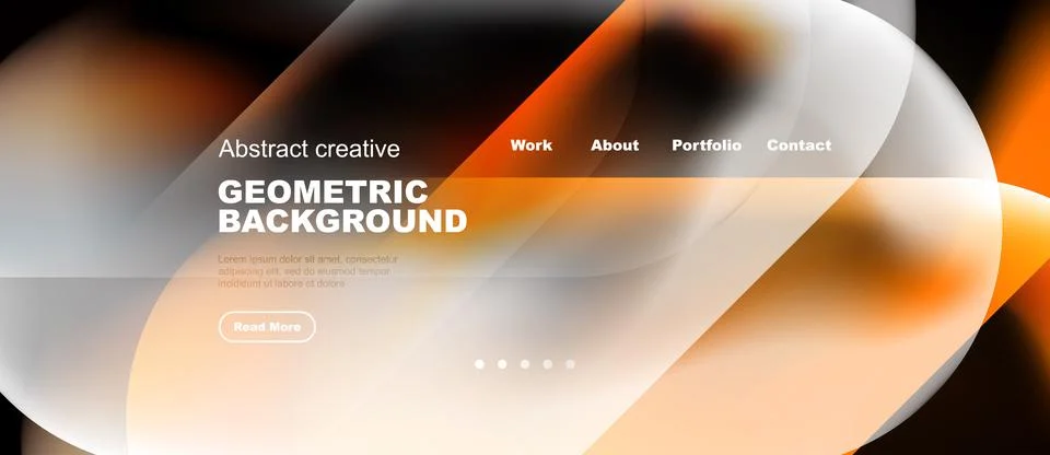 Abstract website header design. Orange, white shapes create dynamic backgroun Stock Illustration