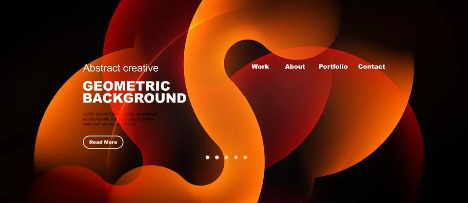 Abstract website header design. Orange, red gradients create dynamic shapes. Stock Illustration