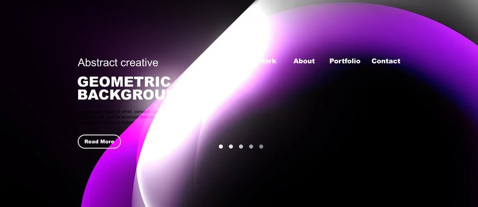 Abstract website header design. Purple, white gradients dominate. Text includ 库存插图