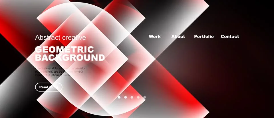 Abstract website header design. Red, white geometric shapes create dynamic Stock Illustration