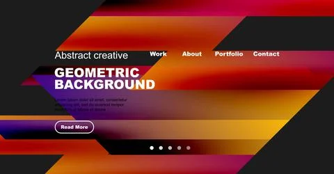 Abstract website header design. Vibrant colors, geometric shapes, text elements Stock Illustration