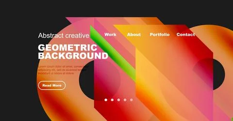 Abstract website header design. Vibrant colors, geometric shapes, text elements Stock Illustration