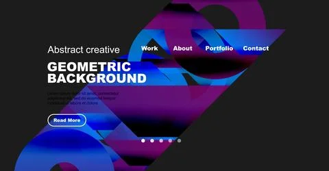 Abstract website header design. Vibrant blue, purple hues dominate. Text Illustrazione stock