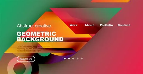 Abstract website header design. Vibrant colors, geometric shapes, text overlays, Illustrazione stock