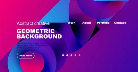 Abstract website header design. Vibrant colors, geometric shapes, text elements Illustrazione stock