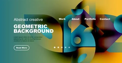 Abstract website header design. Vibrant colors, geometric shapes, text elements 스톡 일러스트