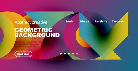 Abstract website header design. Vibrant colors, geometric shapes, text elements イラスト素材