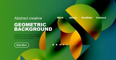Abstract website header design. Vibrant colors, geometric shapes, text elements Stock Illustration