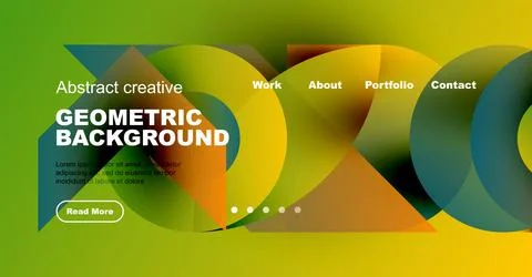 Abstract website header design. Vibrant colors, geometric shapes, text elements Illustrazione stock