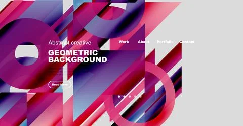 Abstract website header design. Vibrant geometric shapes, purple, pink, white イラスト素材