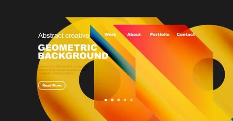 Abstract website header design. Vibrant colors, geometric shapes, text elements Stock Illustration